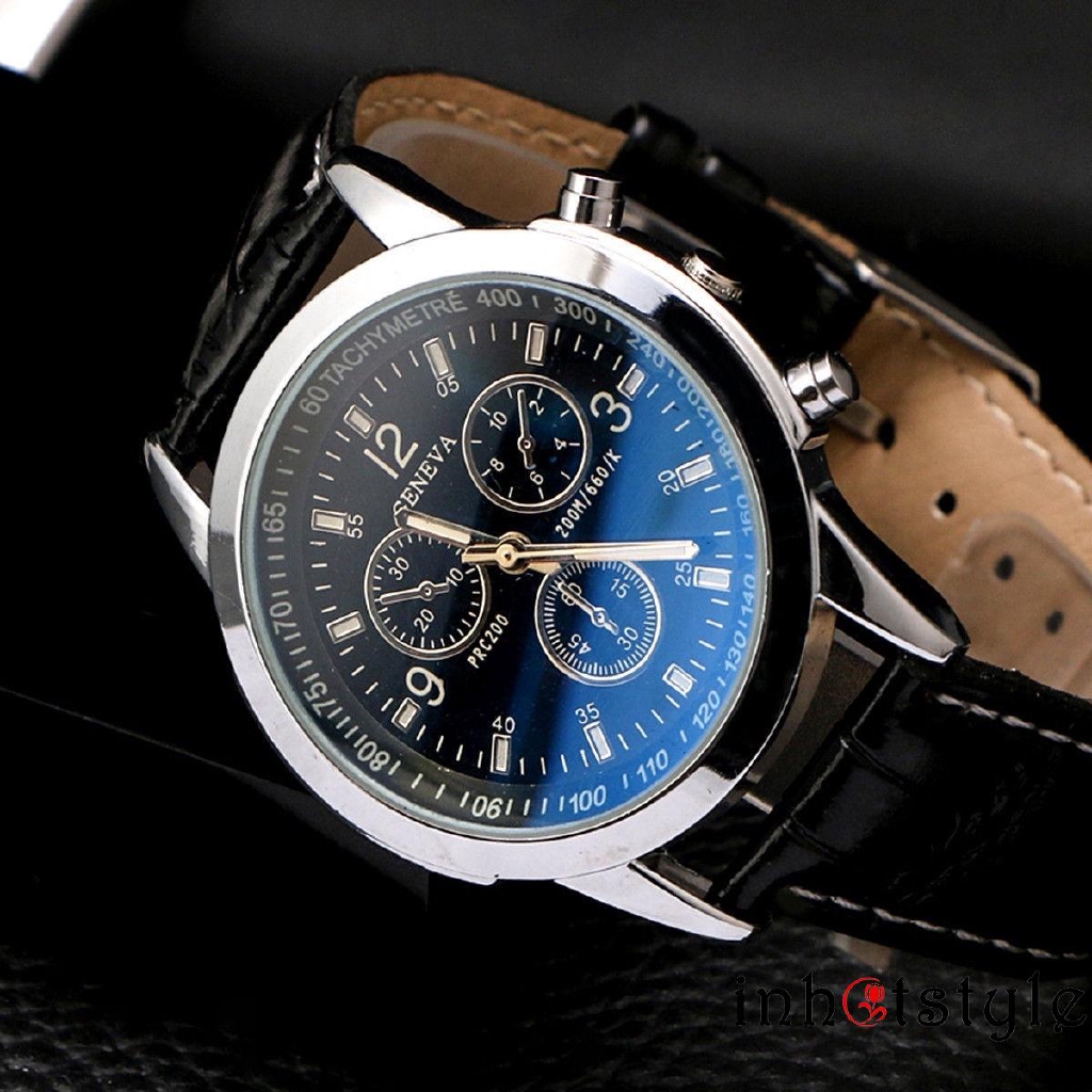 ♪TY★Men's Leather Military Business Sports Quartz Wrist Watch