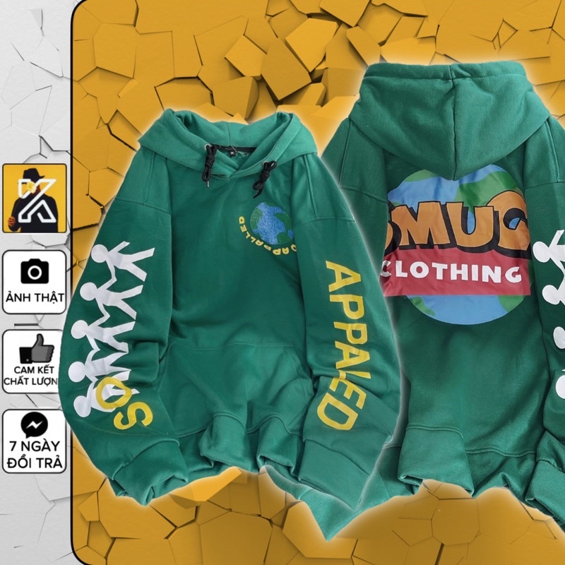 [sẵn] Áo Hoodie Form Rộng Xanh Rêu APPALLED PQK [nam nữ mặc ]