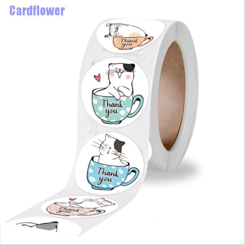 Cuộn 500 Miếng Dán Tròn In Chữ Thank You Trang Trí