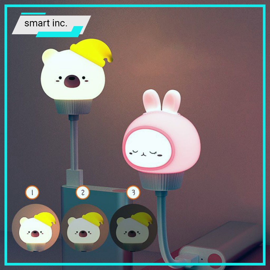 Đèn Led Ngủ Cho Bé Hình Thú Cảm Biến Chạm Tự Sáng Sạc Pin USB Dễ Thương Cute