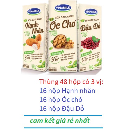 Thùng 48 hộp - Sữa đậu nành Vinamilk SUPER NUT Óc chó/ Hạnh nhân/ Đậu đỏ - Ít đường