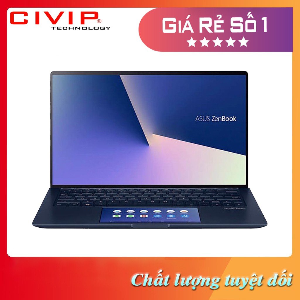 Laptop ASUS Zenbook UX334F i5-10210U/8GD3/512G-PCIE/13.3FHD/3C50WHr/XANH/W10SL/SCR_Pad/TÚI/USB-LAN