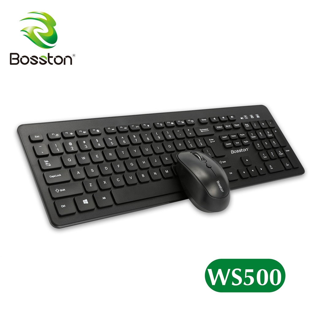 Bộ bàn phím và chuột không dây wireless Bosston WS500-phím bấm cực êm