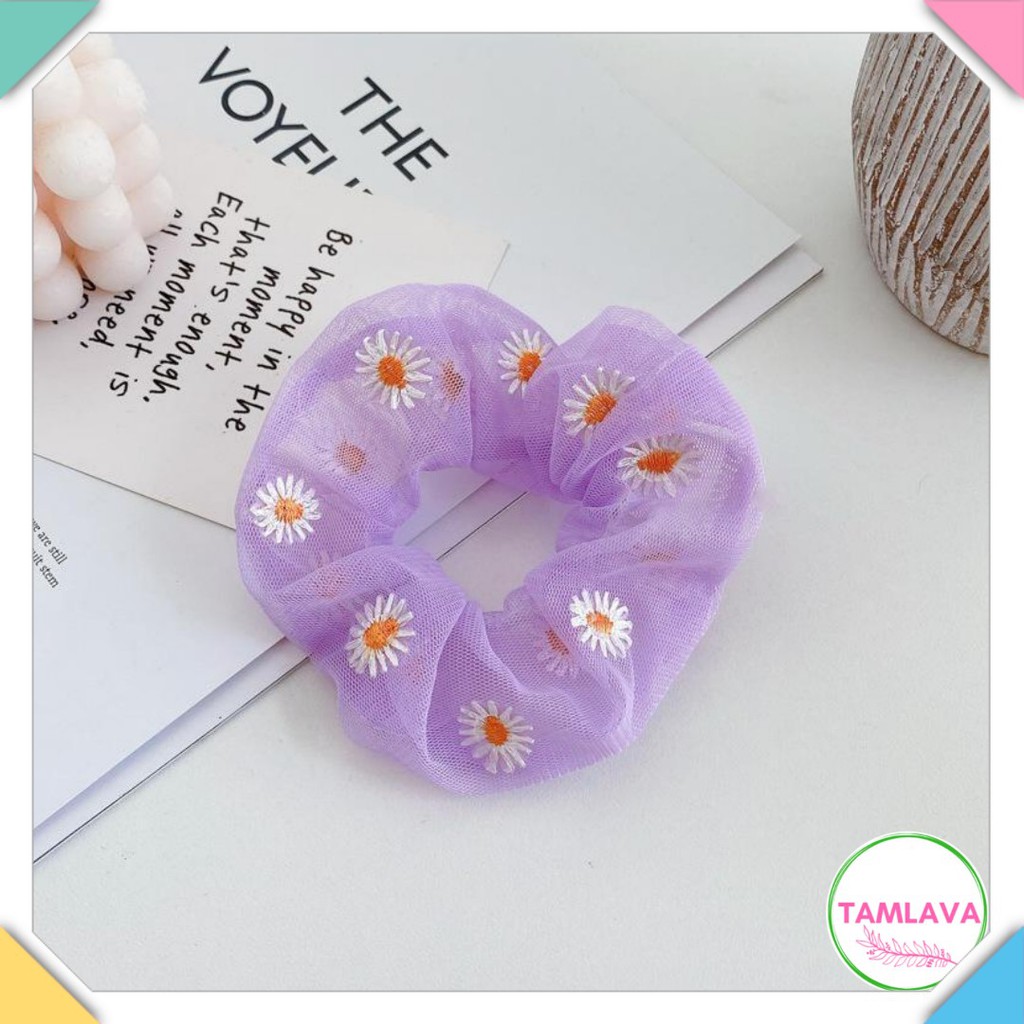 [Mã FAGOGO giảm 12% đơn 99K] Cột tóc vải thêu Hoa Cúc Scrunchies CT04 | BigBuy360 - bigbuy360.vn