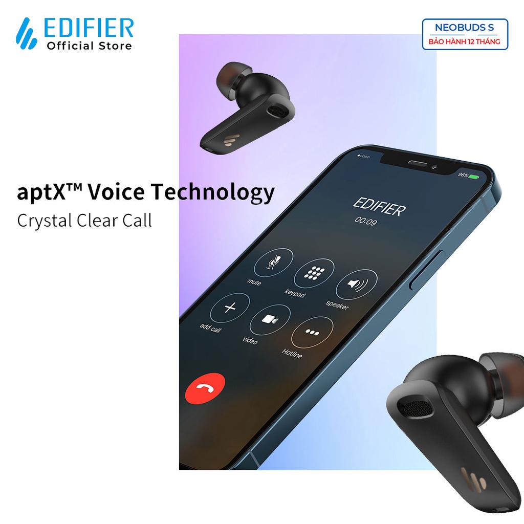 Tai nghe Bluetooth 5.2 EDIFIER NEOBUDS S Snapdragon Sound Hires Audio Chống ồn chủ động Đàm thoại 6 mic Hàng chính hãng
