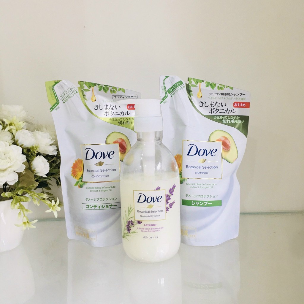 Set 3 gội xả tắm DOVE Botanical Selection nội địa Nhật