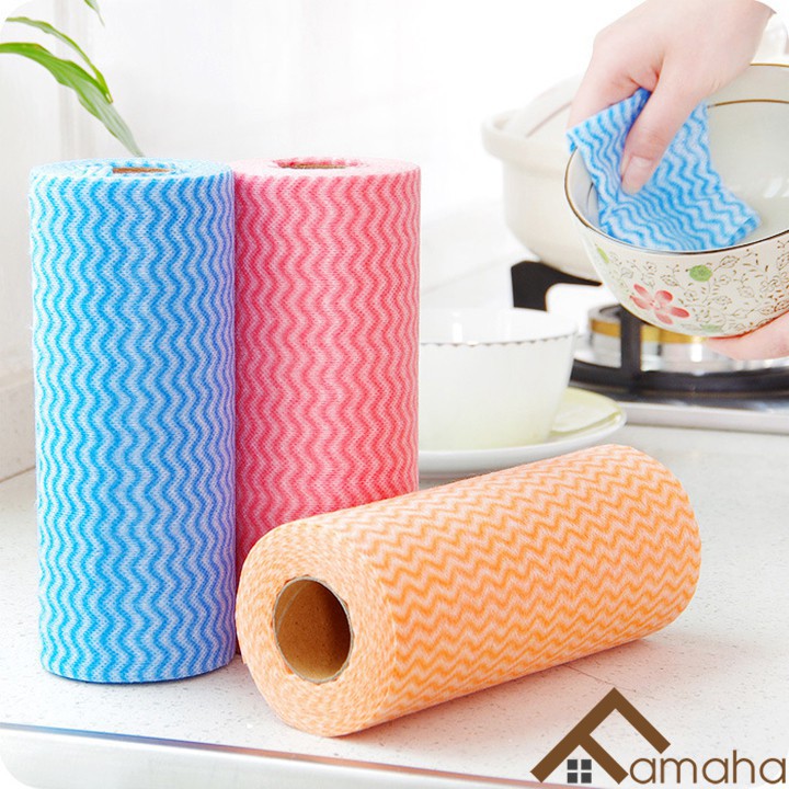 Cuộn giấy lau bếp đa năng, khăn giấy vải không dệt hút thấm tốt tiện dụng
