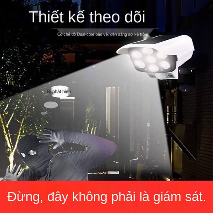 Đèn năng lượng mặt trời giả camera tự động bật tắt chống trộm, Chống nước IP66, Sử dụng 6 tiếng, Có 3 chế độ, Điều khiển