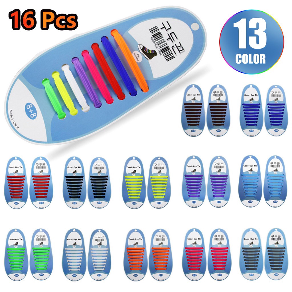 16 Dây Giày Không Cần Buộc Bằng Silicone Cho Người Lớn Và Trẻ Em ( 13 Màu )