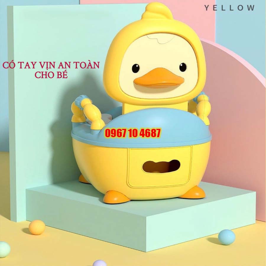 Bô vệ sinh cho bé vịt con CAYABE có đệm ngồi êm ái, tay vịn an toàn, bô ngồi toilet cho bé