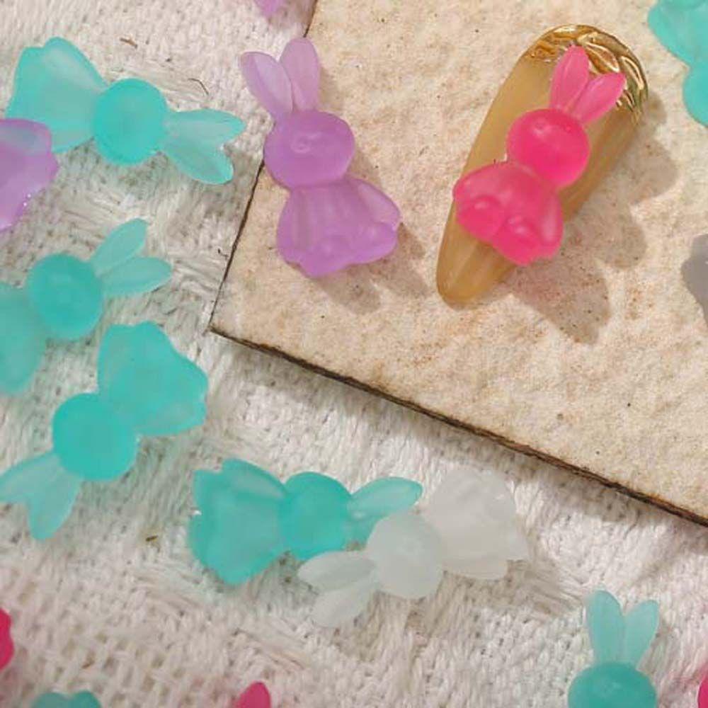 Phụ Kiện Trang Trí Móng Tay Hình Thỏ Dạ Quang 3D Xinh Xắn Charms
