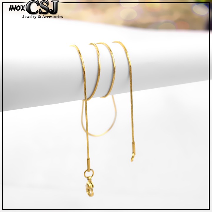 DÂY CHUYỀN, VÒNG CỔ INOX KIỂU MÌ 1MM MẠ VÀNG D047 - khóa vip - chuẩn thời trang