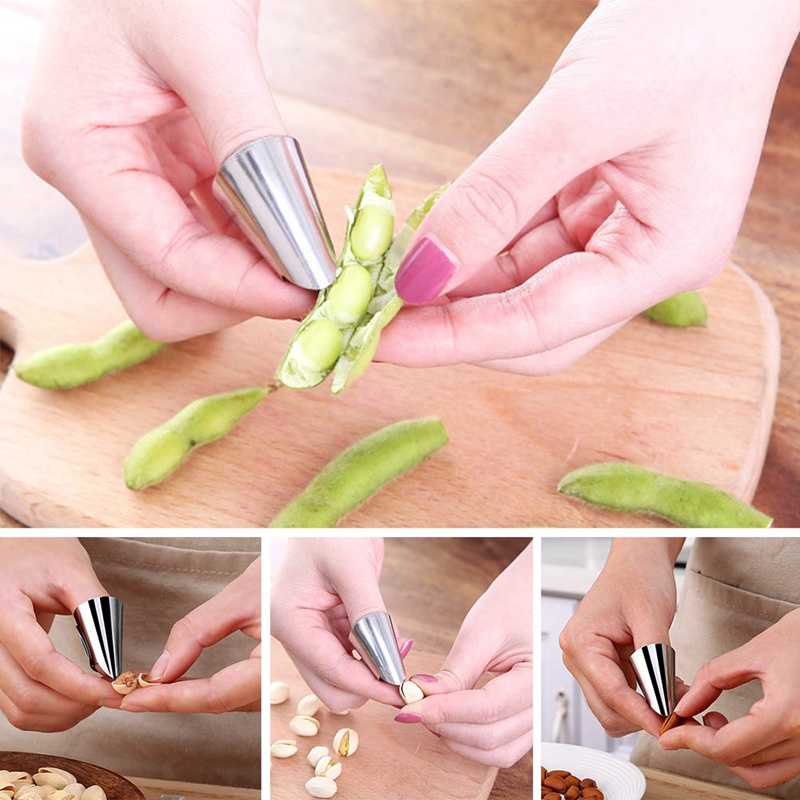 Set 2 bọc ngón tay , tách hạt, bóc rau củ quả, tách vỏ bảo vệ móng tay bằng thép không gỉ