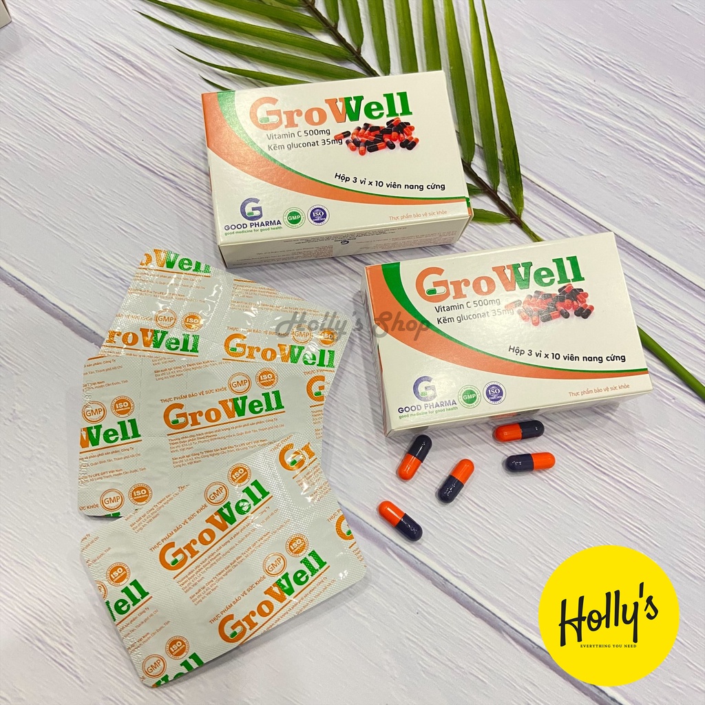 Viên uống Growell Vitamin C và Kẽm giúp sáng da, kiềm dầu, tăng sức đề kháng, tăng cường hệ miễn dịch