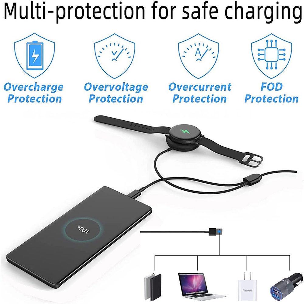 Đế Sạc Từ Tính Không Dây 2 Trong 1 Cho Đồng Hồ Thông Minh Samsung Galaxy Watch 4 Classic 46Mm/3 USB C Watch Active 2