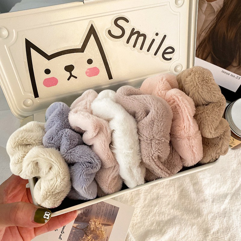 Dây buộc tóc co giãn bằng lông nhung thời trang ngọt ngào cho nữ