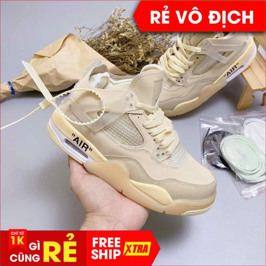 Giày Air Jordan 4 Retro off white, Giày Sneaker JD4 màu kem siêu hot mới nhất [Tặng 3 dây] -Tình Sneaker