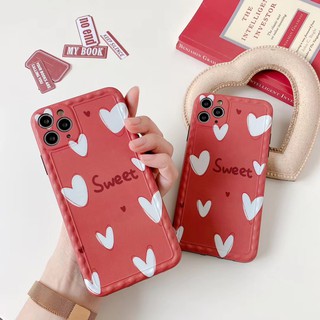 Ốp điện thoại màu đỏ họa tiết trái tim ngọt ngào xinh xắn cho IPHONE 11 11PRO 11PROMAX X XS XR XSMAX 7 8PLUS