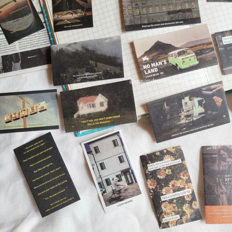 Set 20 quote sticker phong cách vintage và du lịch dùng trang trí bullet journal - ginandtonic