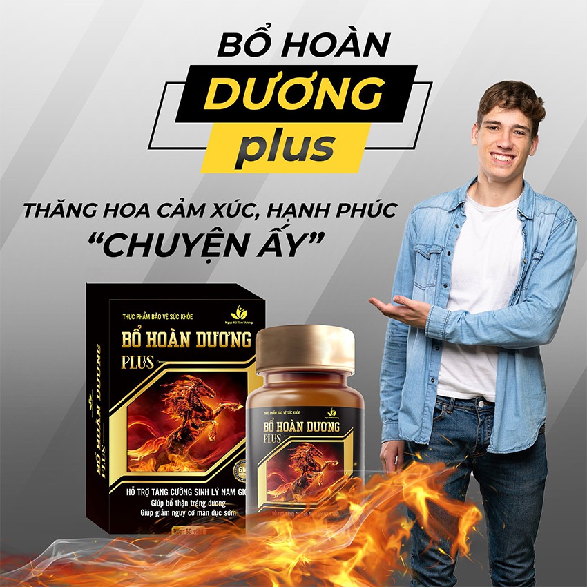 Thực Phẩm Bảo Vệ Sức Khỏe Bổ Hoàn Dương Plus Hỗ Trợ Tăng Cường Sinh Lý Nam Giới Giúp Bổ Thận Tráng Dương Hộp 60 Viên