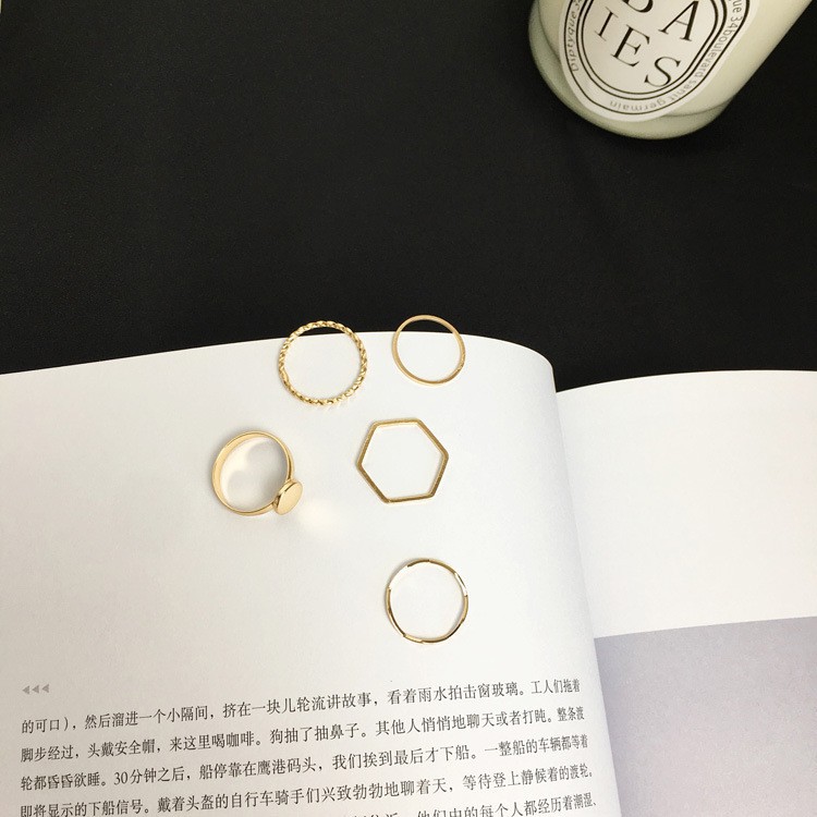 Set 5 Nhẫn Kim Loại B845 Phong Cách Hàn Quốc Cho Nữ