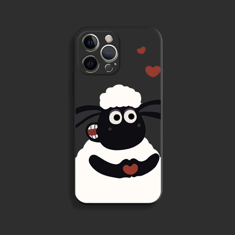 Ốp iphone cho 14/14plus/xr/xsmax/6/7/13pro/8plus/11promax/12 ốp iphone cừu đen đáng yêu viền vuông bảo vệ camera