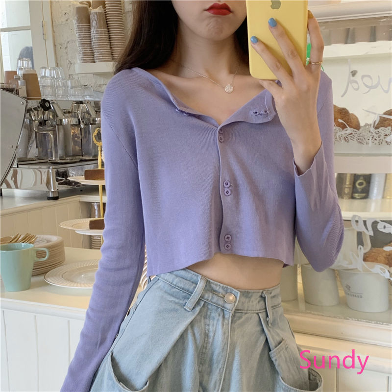 Áo Cardigan Dệt Kim Tay Dài Chống Nắng Thời Trang Mùa Hè Dành Cho Nữ