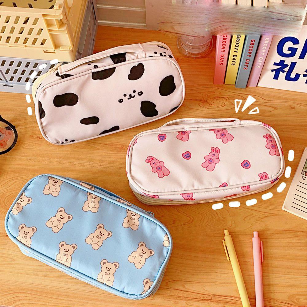 Lloyd Túi Đựng Bút Canvas Phối Lưới Hình Động Vật Hoạt Hình Dễ Thương Cho Học Sinh