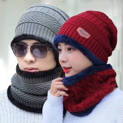 Mũ len nam nữ kèm khăn cổ, nón len khăn quàng cổ thời trang cao cấp dành cả cho trẻ em giữa cái rét mùa đông giá lạnh