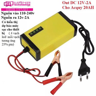 Bộ Sạc Bình Ắc Quy Tự Ngắt Smart Có Hiển Thị Mức Pin 12V 2A