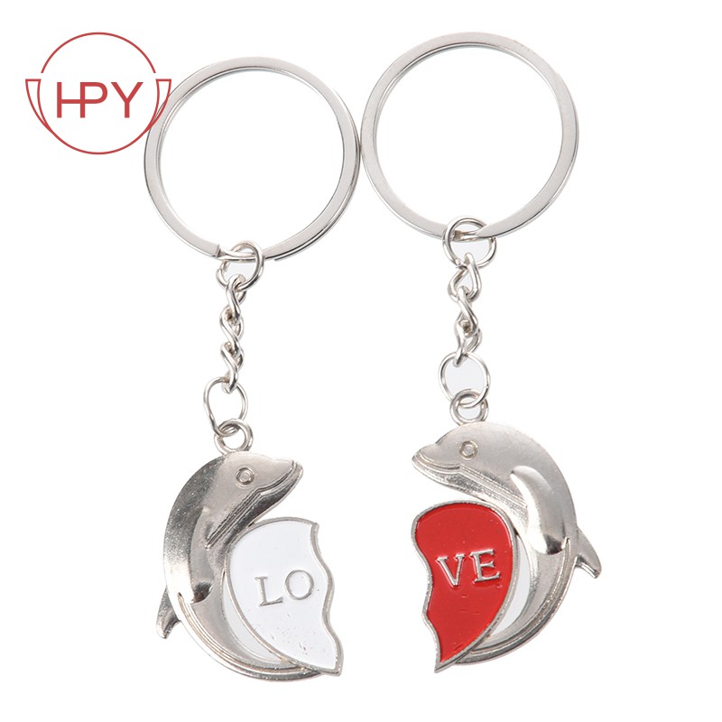Bộ 2 Móc Khóa Trái Tim Hình Cá Heo Xinh Xắn