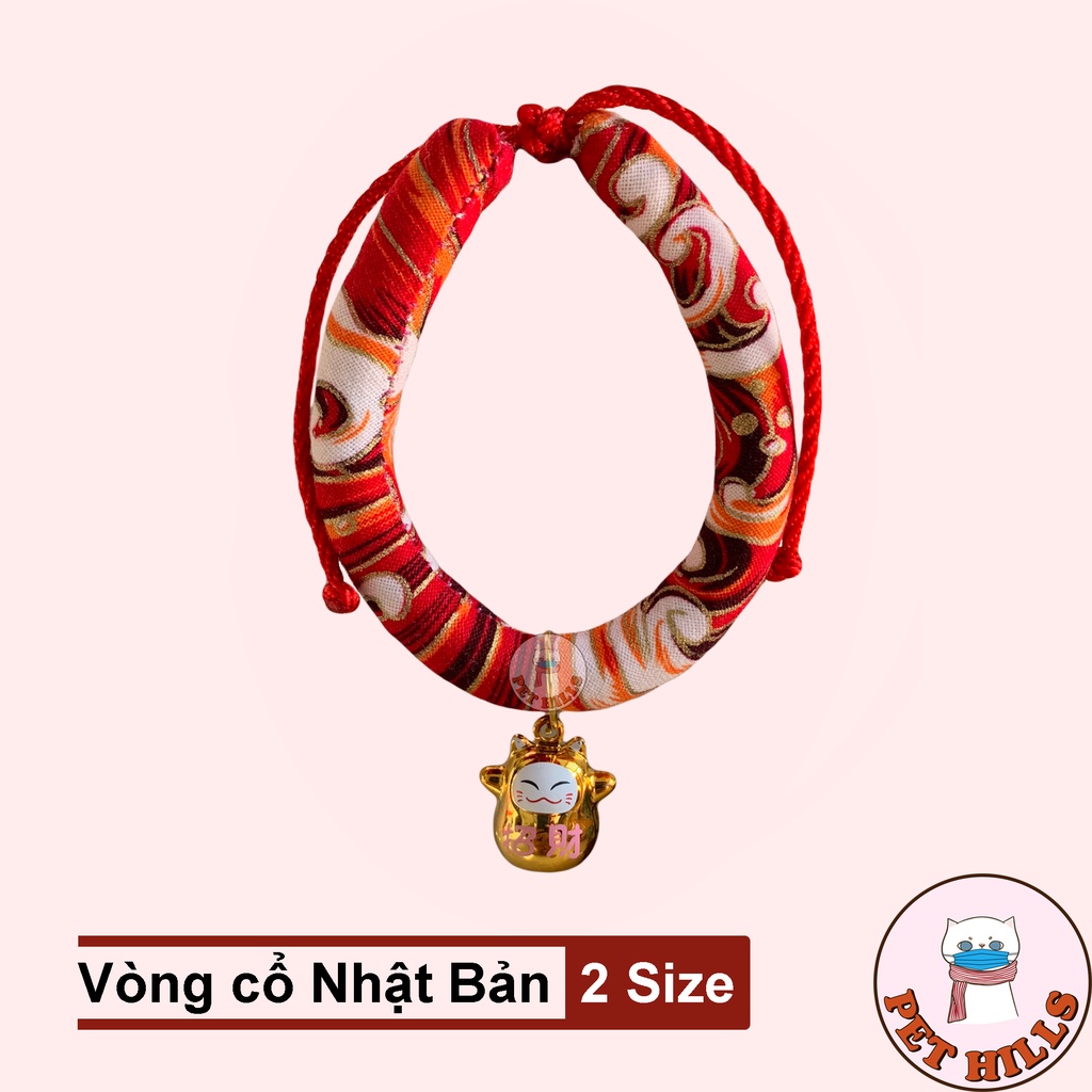 Vòng cổ cho mèo phong cách Nhật Bản - Vòng cổ cho thú cưng kèm chuông mèo thần tài
