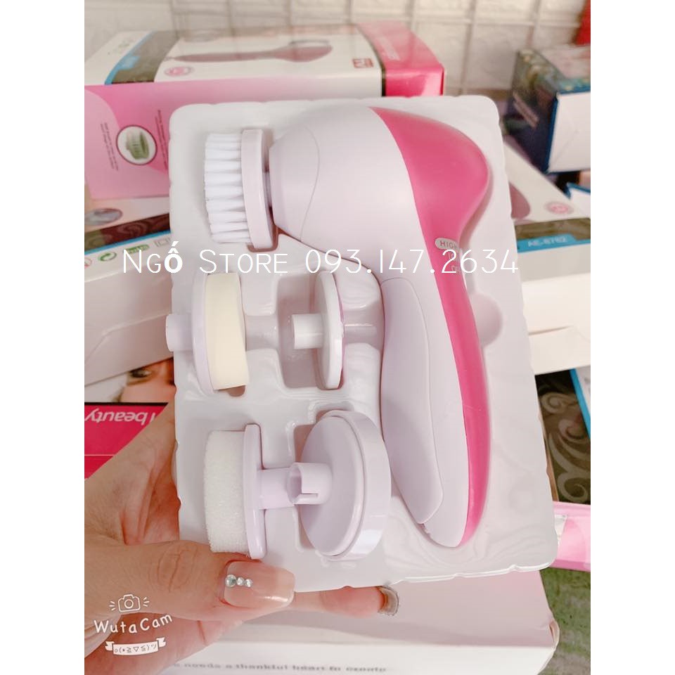 Máy Rửa Mặt Massage 5 Đầu - Máy mát xa mặt cầm tay tiện lợi