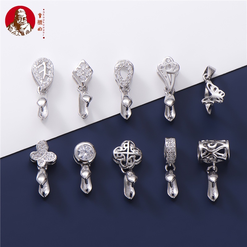 Khóa Kẹp Bằng Bạc S925 Đính Đá Ngọc Bích An Toàn Tiện Dụng DIY