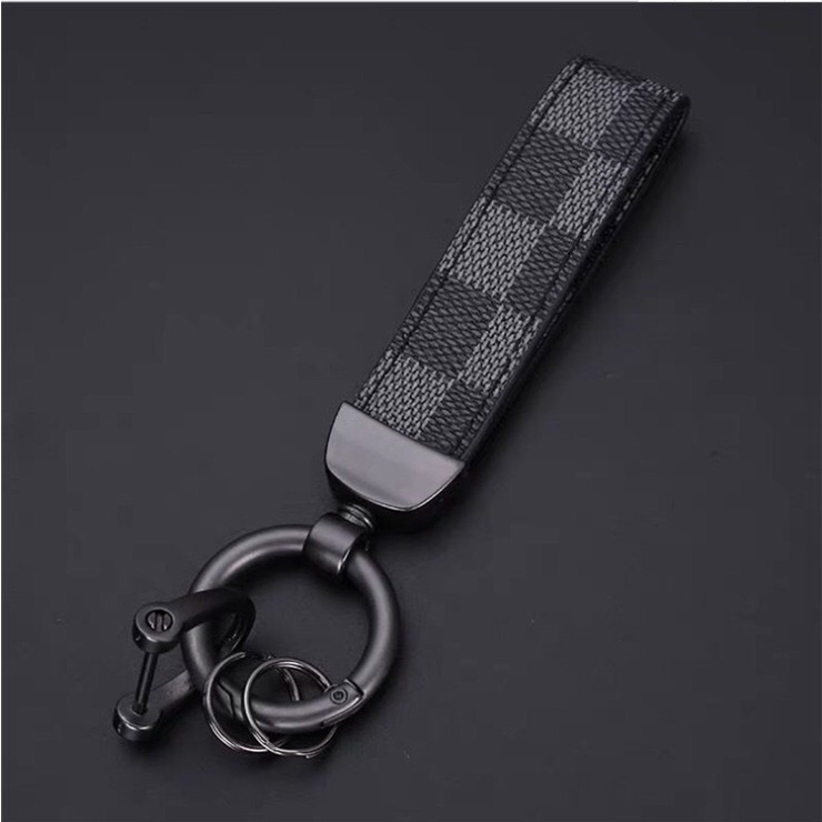 Móc khóa da Merin Accessories màu bạc xanh cao cấp chết liệu Titan chống gỉ - Móc Khóa Da Grey