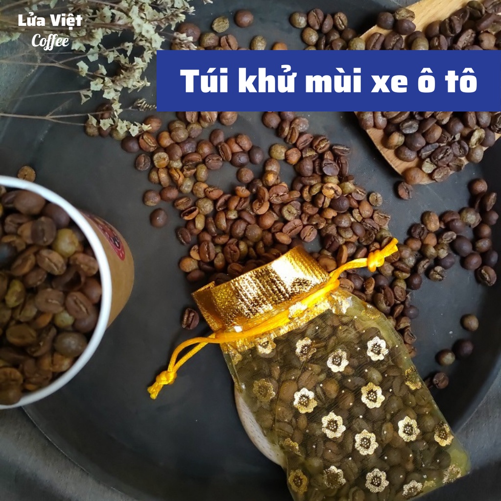 Túi Thơm phòng Để tù quần áo Hương Cà Phê Treo Xe Ô Tô Vải Voan 80gr rang Arabica khử mùi tủ lạnh nhà vệ sinh | BigBuy360 - bigbuy360.vn