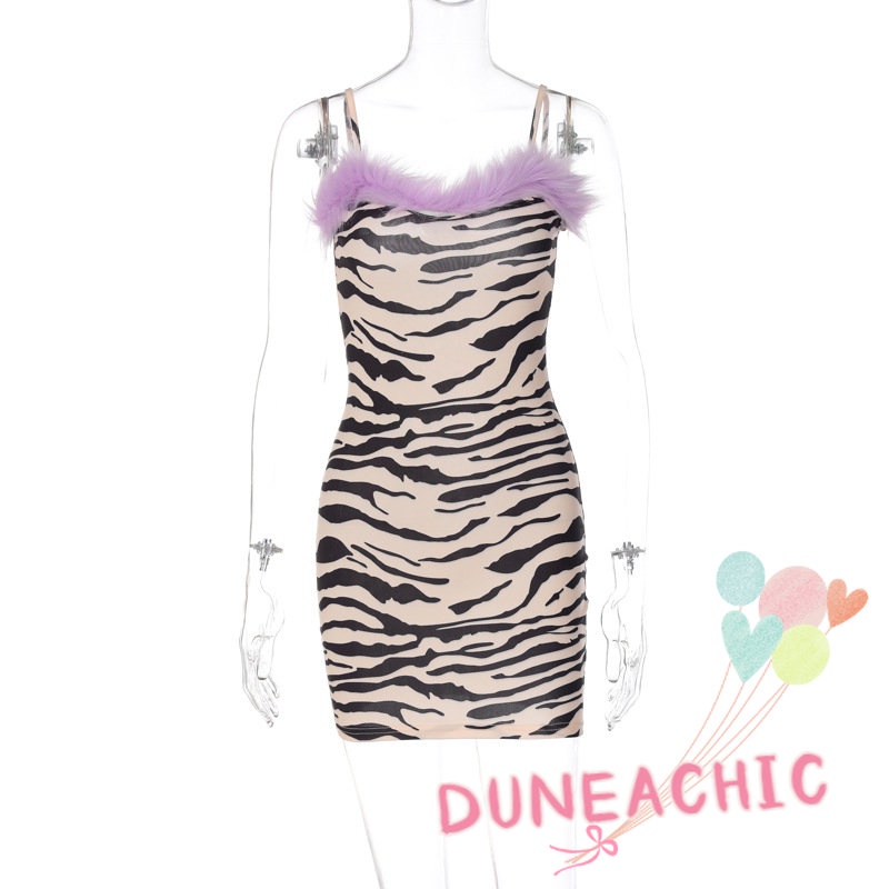 DUNEA Đầm Nhung Trễ Vai Kẻ Sọc Thời Trang Đường Phố Cá Tính Cho Nữ