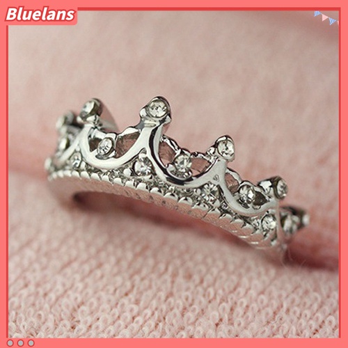 Nhẫn mạ bạc thiết kế hình vương miện đính đá lấp lánh xinh xắn dễ thương dành cho nữ