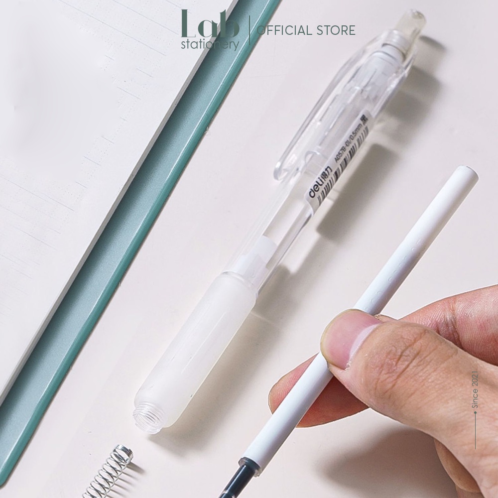 Bút A057b Mực Gel Labo Đầu Bấm Ngòi 0.5mm Vỏ Trong Suốt Có Ruột Thay Thế