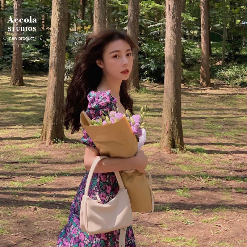 Đầm Hoa Mỏng Chiết Eo Thời Trang Xinh Xắn Cho Nữ