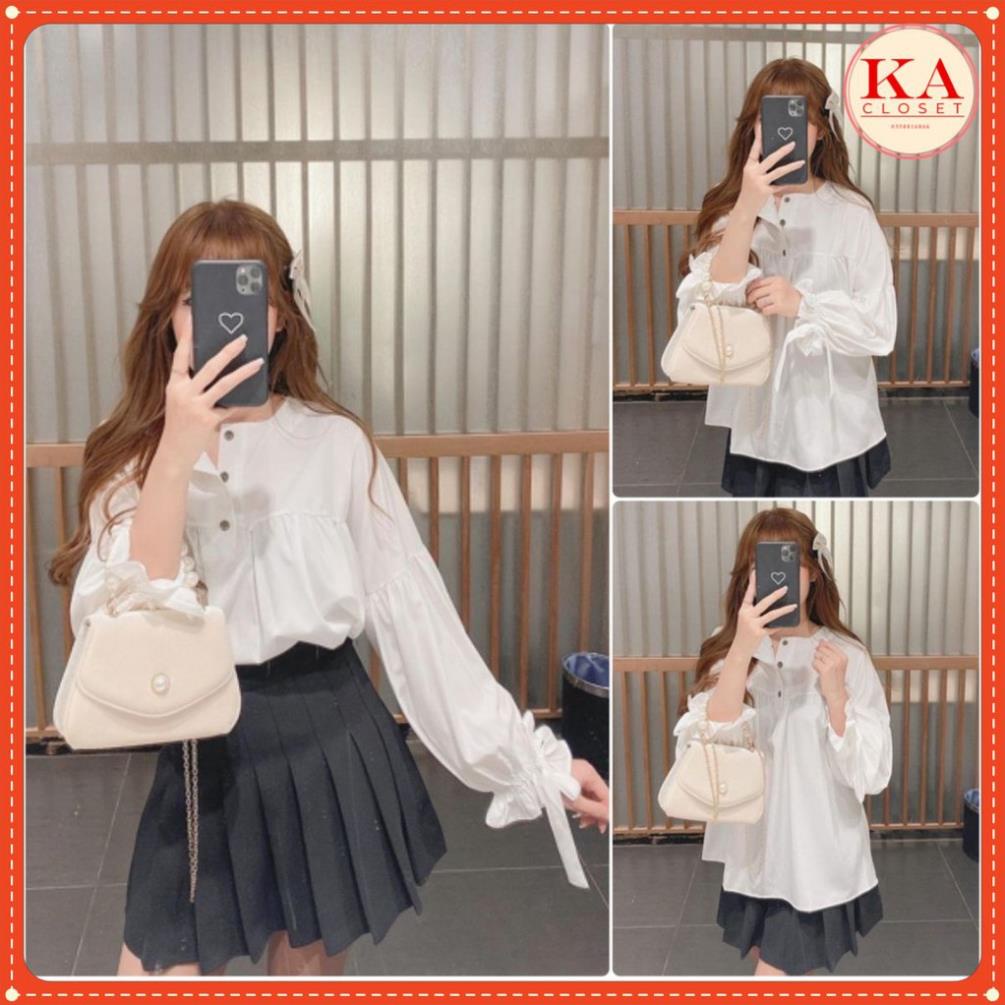Áo bánh bèo cúc Freeship chất von lụa mềm đẹp, from babydoll phong cách hàn quốc