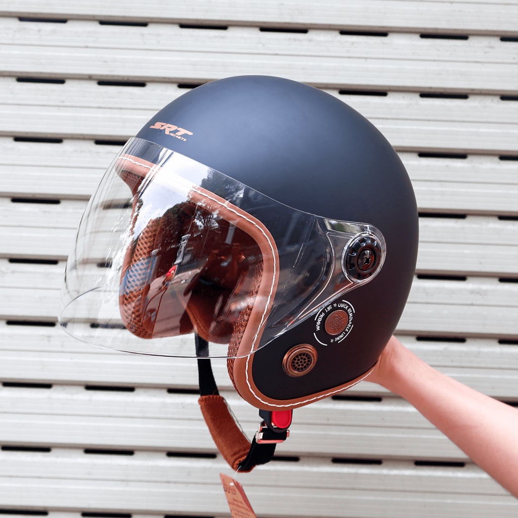 Mũ bảo hiểm 3/4 SRT A317 viền chỉ thông gió - Bảo hành 12T