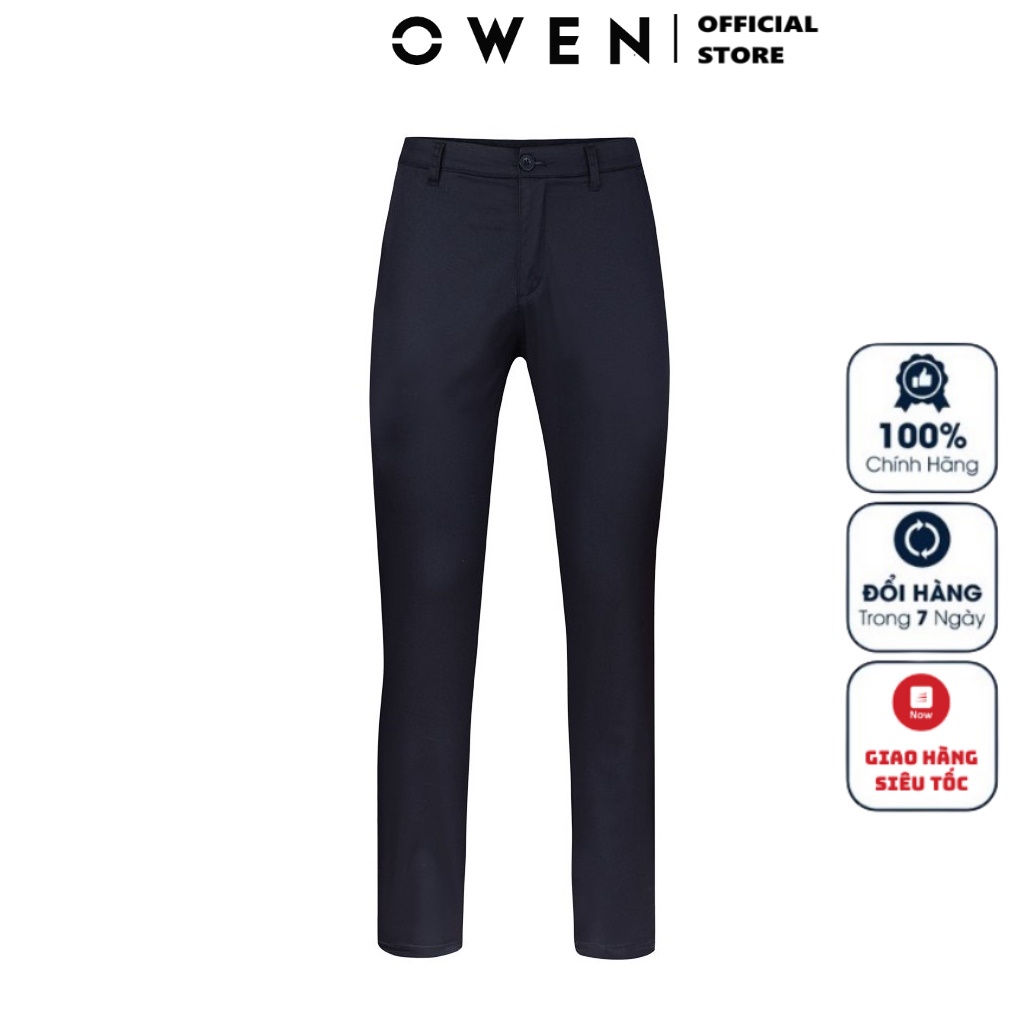 Quần Kaki Nam Owen QKSL23631 quần thô Cao Cấp Chính Hãng Dáng Ôm Ống Côn Trẻ Trung Vải Cotton Mềm Mát Màu Xanh Navy Trơn
