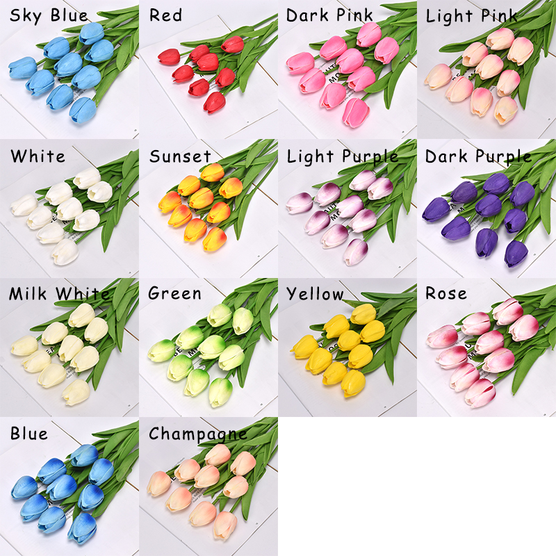 1 Bó Hoa Tulip Nhân Tạo Bằng Pu 34cm Trang Trí Nhà Cửa / Văn Phòng / Tiệc Cưới