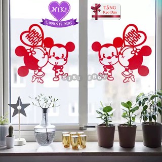 * CHỮ HỶ CƯỚI MICKEY 2 MẶT HÌNH ----TẶNG KEO DÁN