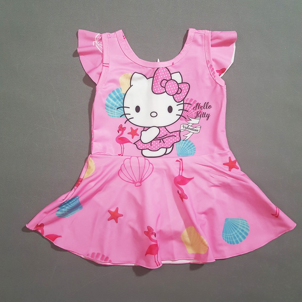 Đồ bơi liền dạng váy đầm mèo hello kitty bé gái