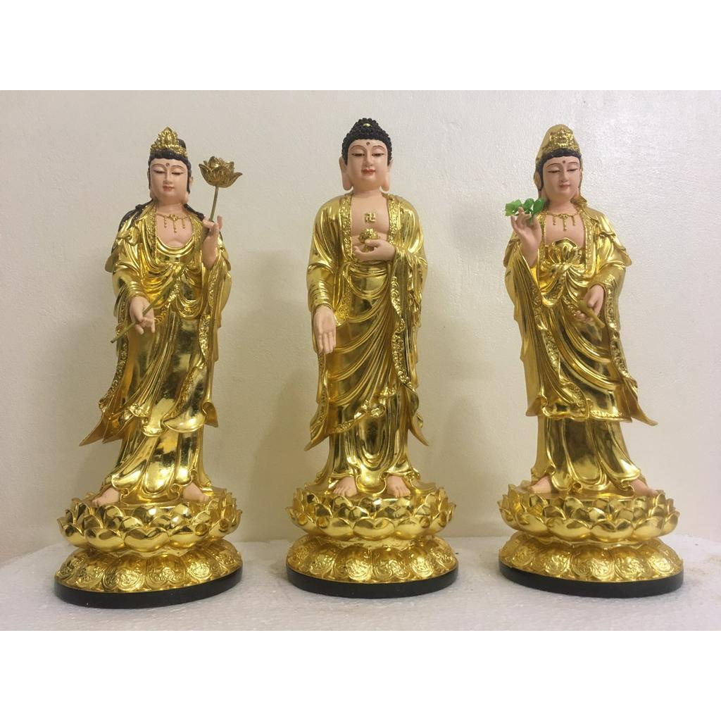 Bộ Tây Phương Tam Thánh Cao 50cm Nhiều Màu bằng Composite