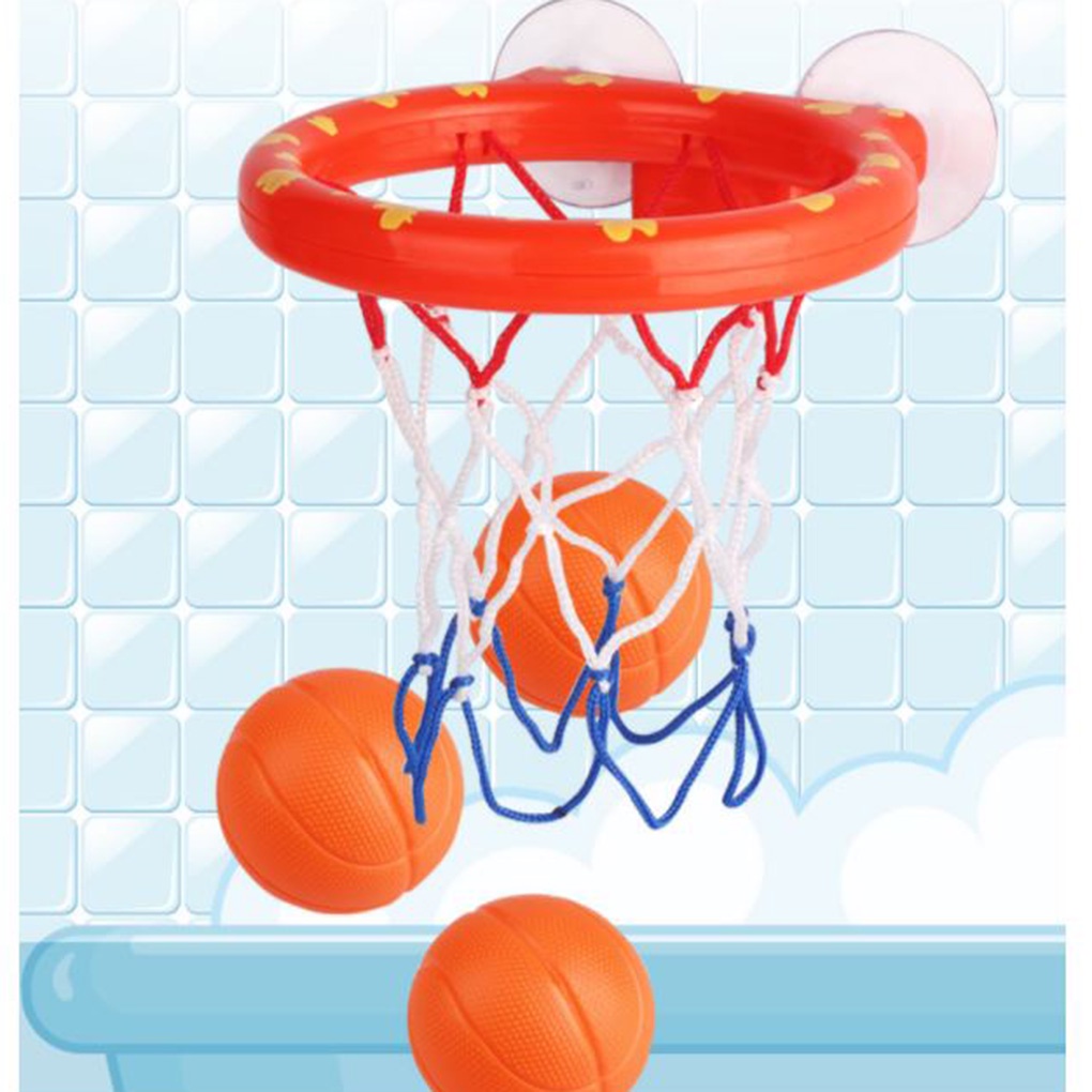 Mini Suctions Cup Basketball Hoop Bath Toy Set Baby Bathtub Shooting Game Toy Kids Shower Basketball[sneaky]