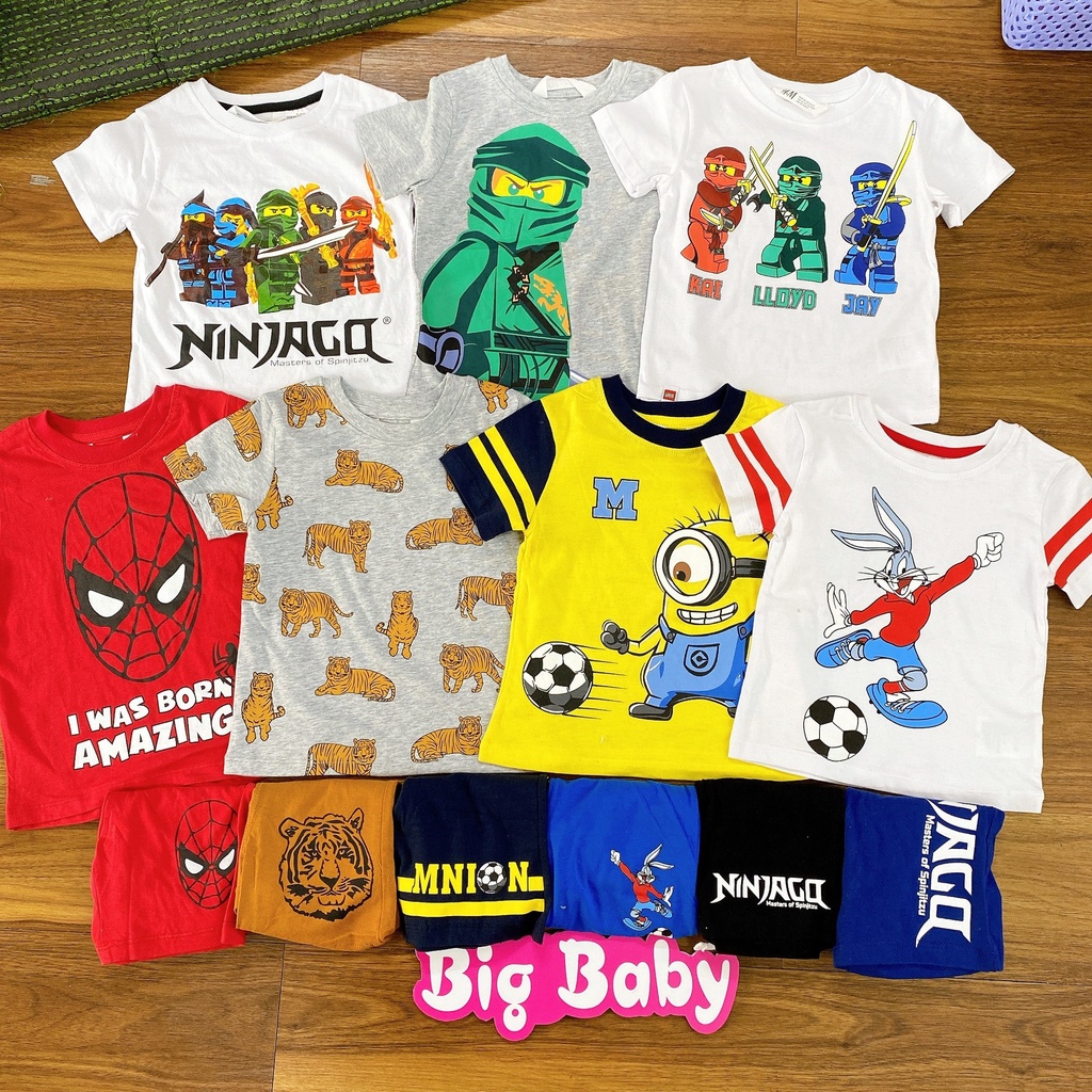 Bộ thun ngắn H.M nhiều mẫu siêu ngầu bé trai 11-32kg - Bigbabyshop