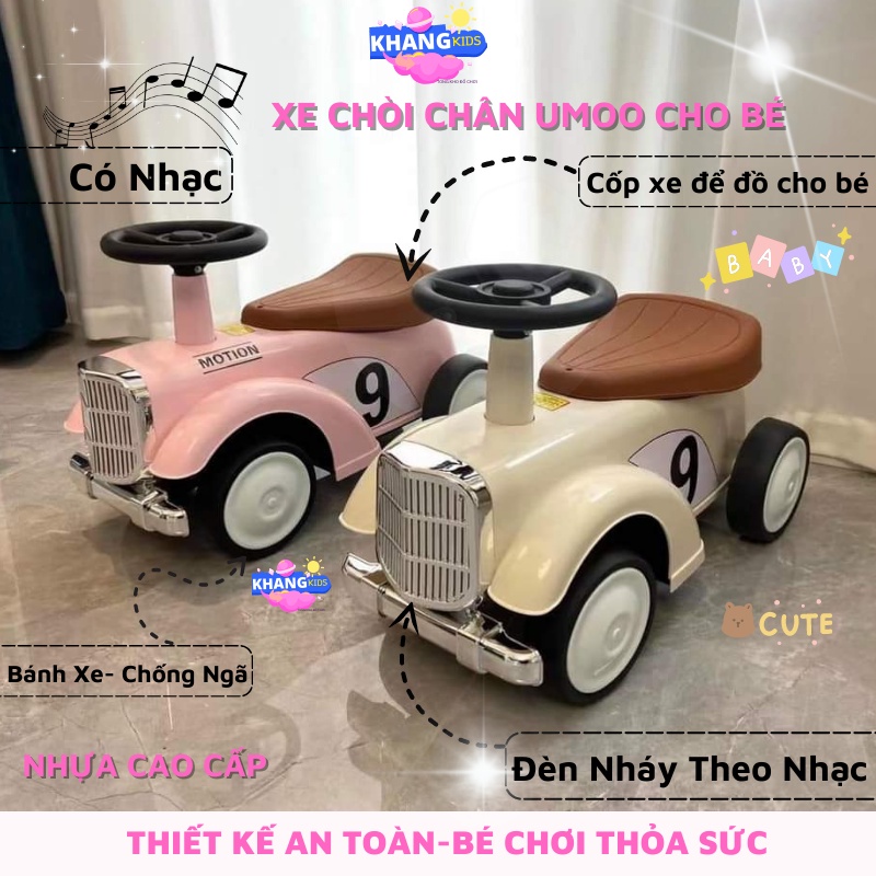 Xe chòi chân Umoo cho bé, Xe chòi chân cho bé có nhạc và đèn, Đồ chơi vận động hàng cao cấp KHANG KIDS